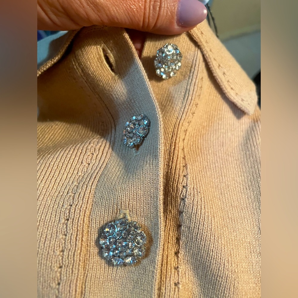 & Other Stories dress-ribbed sweater with rhinestone buttons, fits a S or XS NWT - Picture 3 of 12